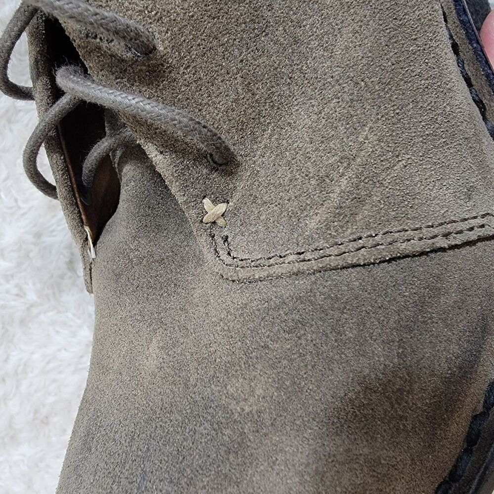 Rag & Bone Odval Wedge Ankle Lace Up Olive Green Suede Boots Size 37 US 7 - Picture 9 of 16
